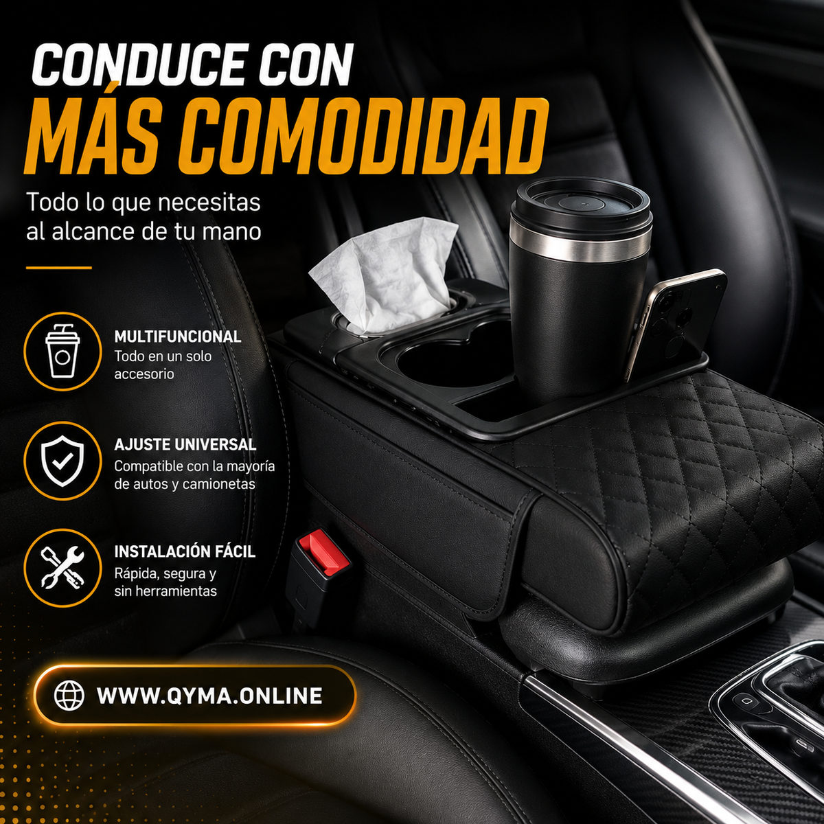 Reposa brazo multifuncional, porta papel y vaso Para Autos O Camionetas